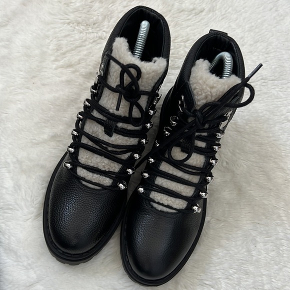 Marc Fisher Nairy Lace-Up Genuine Shearling Lug Sole Bootie - Picture 4 of 9